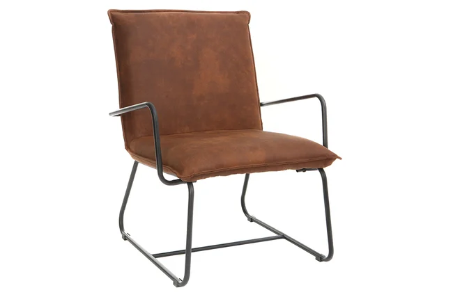 Sessel PU Braun und Metallgestell Schwarz MERCY