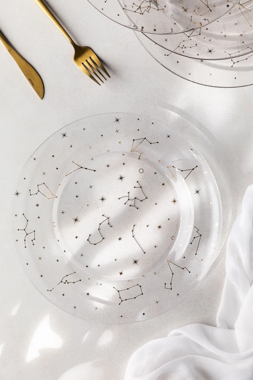 Pack mit 4 flachen Tellern aus Glas Lyra