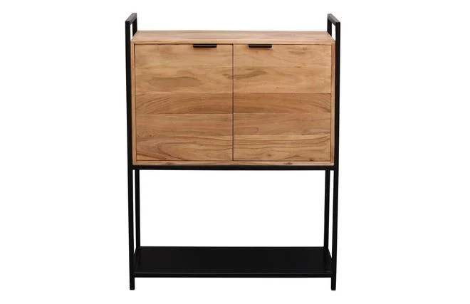 Sideboard aus Akazie und schwarzem Metall H110 cm ARTHUS