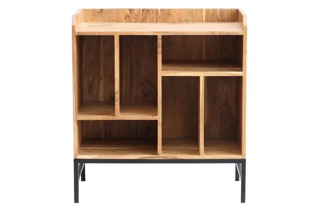 Sideboard für Schallplatten aus Akazienholz und Metall BLUES