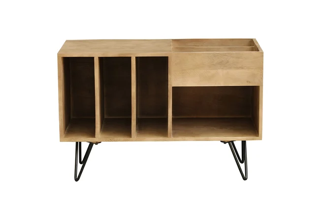 Sideboard für Schallplatten aus Mangoholz und Metall B 90 cm BOOGIE