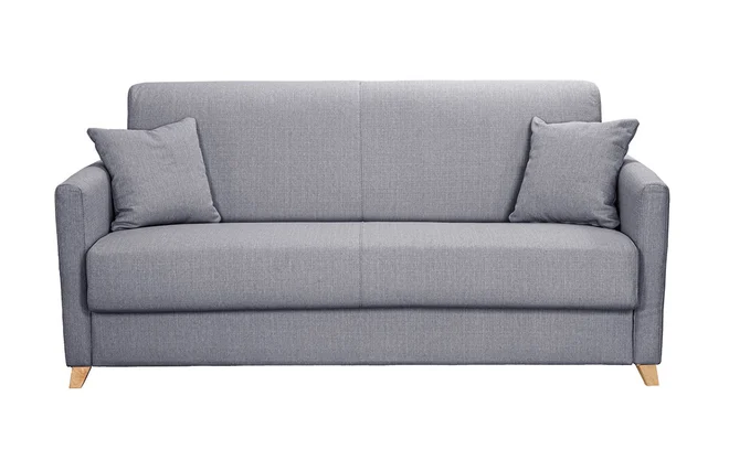 Skandinavische Schlafcouch hellgrau mit Matratze 18 cm 3-Sitzer SKANDY