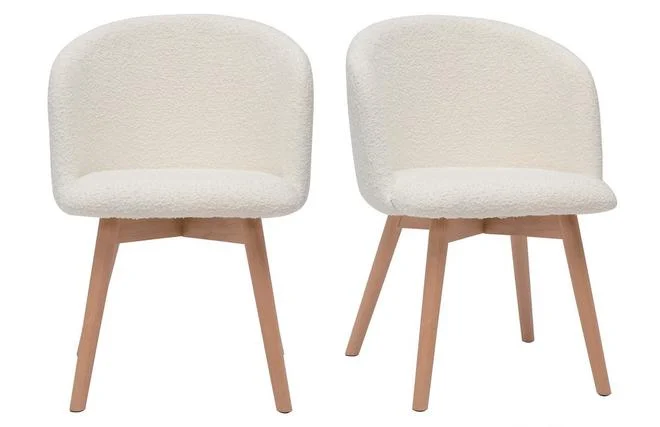 Skandinavische Stühle aus Stoff mit Wolleffekt und massivem Buchenholz (2er-Set) VANITY