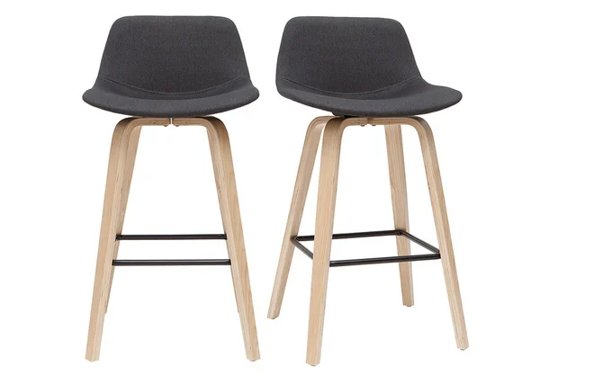 Skandinavischer Barhocker dunkelgrauer Stoff 65 cm (2er-Set) NONIE