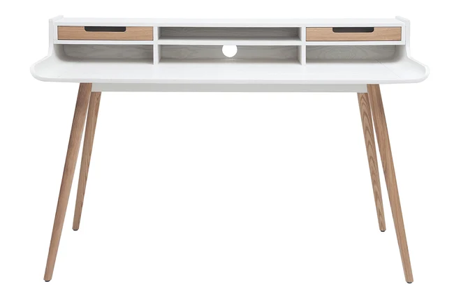 Skandinavischer Schreibtisch aus Holz und weiß L140 cm OPUS