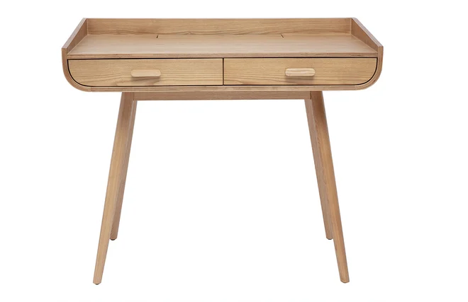 Skandinavischer Schreibtisch mit Stauraum 2 Schubladen in hellem Holz B100 cm HALLEN