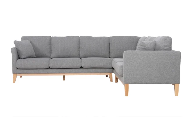 Skandinavisches Ecksofa 5-6 Plätze aus hellgrauem Stoff OSLO