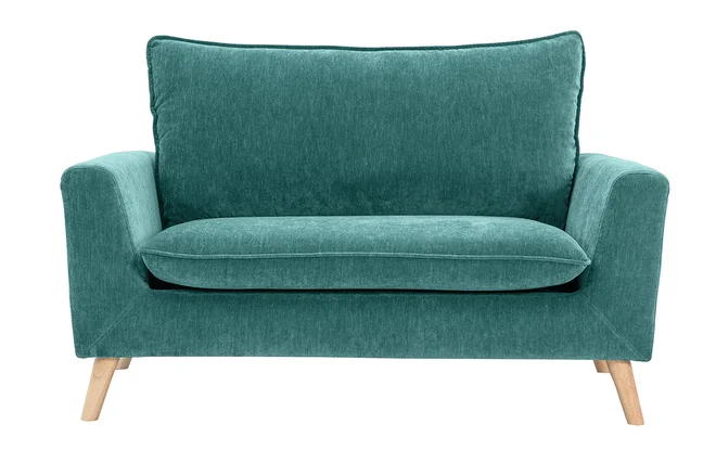 Skandinavisches Sofa 2-Sitzer mit Samteffekt in Blaugrün JONAS