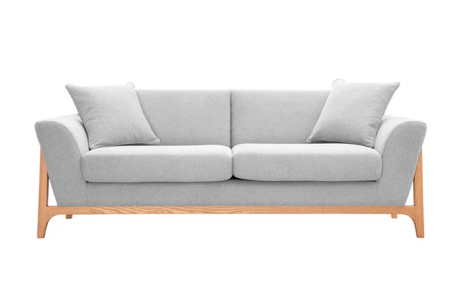 Skandinavisches Sofa 3-Sitzer in Hellgrau und Esche ASAKO