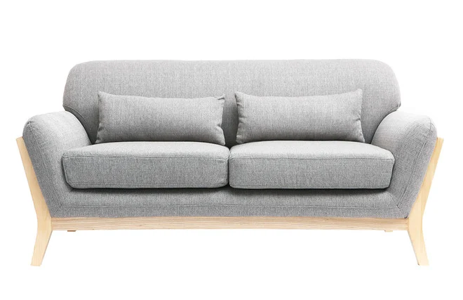 Sofa skandinavisch 2 Plätze Grau Holzbeine YOKO