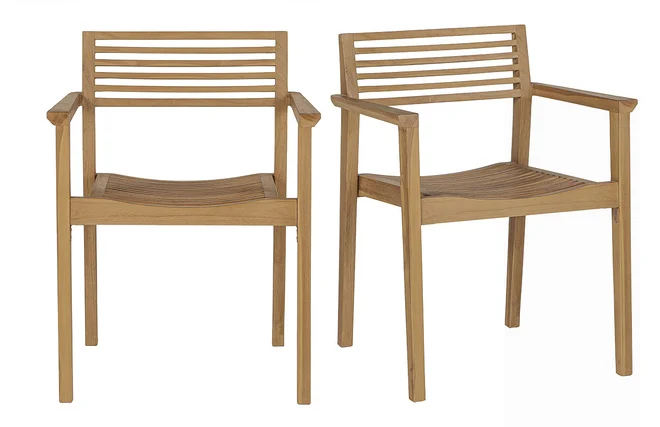 Stapelbare Gartenstühle aus massivem Teakholz (2er-Set) KAYU