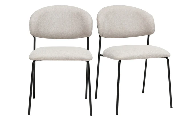 Stoffstühle in beige Samtoptik und schwarzem Metall (2er-Set) BENTA