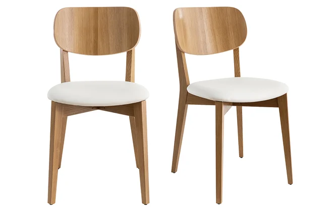 Stühle im Eichen-Vintage und weiße Sitzfläche (2er-Set) LUCIA
