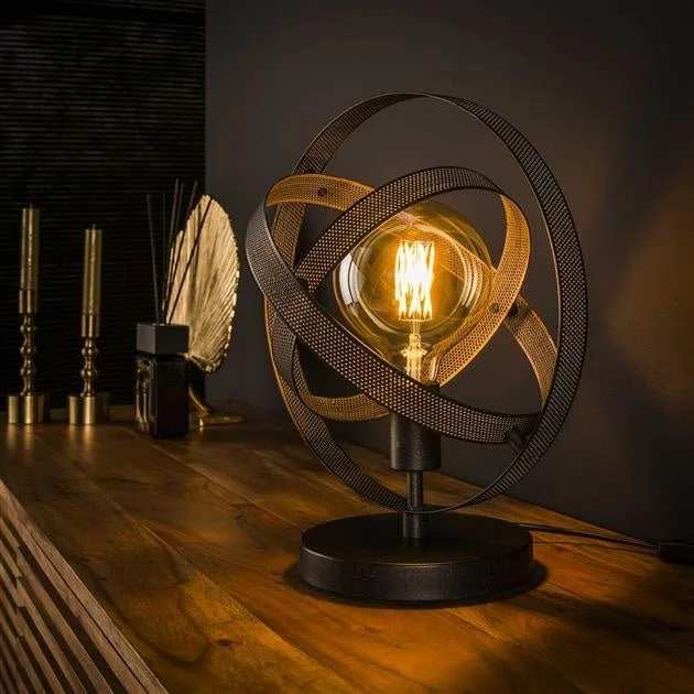 Runde Globe Tischlampe Yaya Mesh schwarz