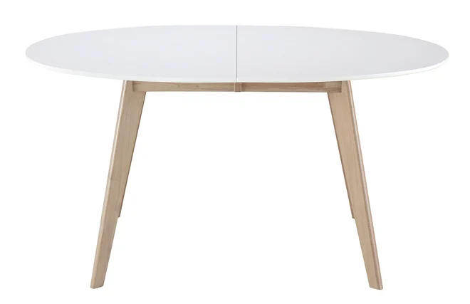 Tisch ausziehbar oval Weiß und helles Holz L150-200 LEENA