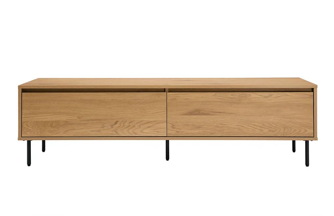 TV-Möbel mit hellem Holzfinish in Eiche 2 Schubladen L160 cm ARAGON