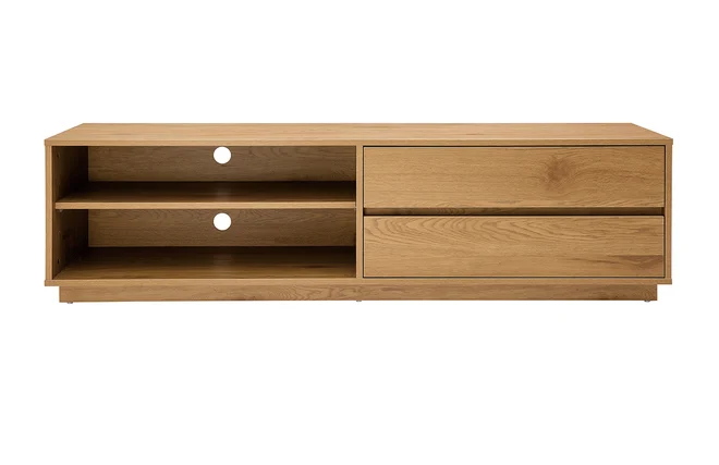 TV-Möbel mit hellem Holzfinish in Eiche 2 Schubladen L160 cm MADERO
