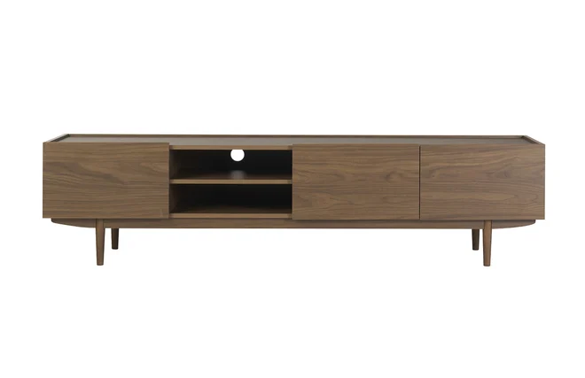 TV-Möbel mit Türen aus dunklem Holz B180 cm SANAA