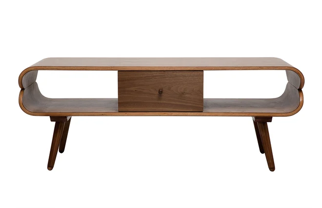 TV-Schrank mit Ablagefächern aus dunklem Holz B 132 cm TAKLA