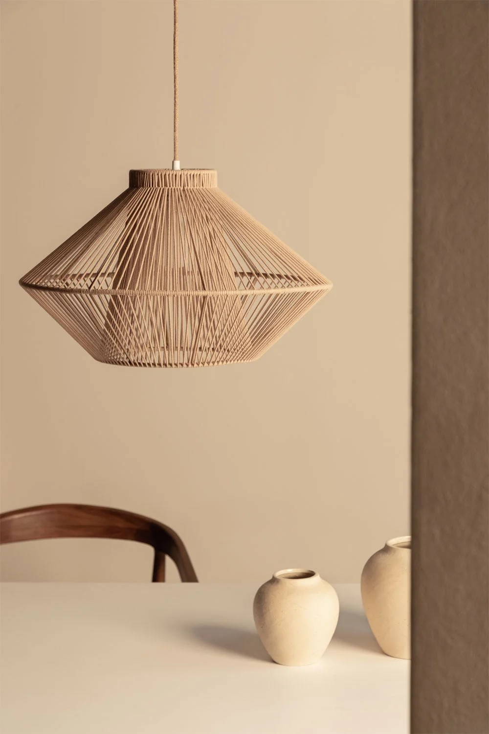 Hängende Deckenlampe aus Baumwollseil Ufo