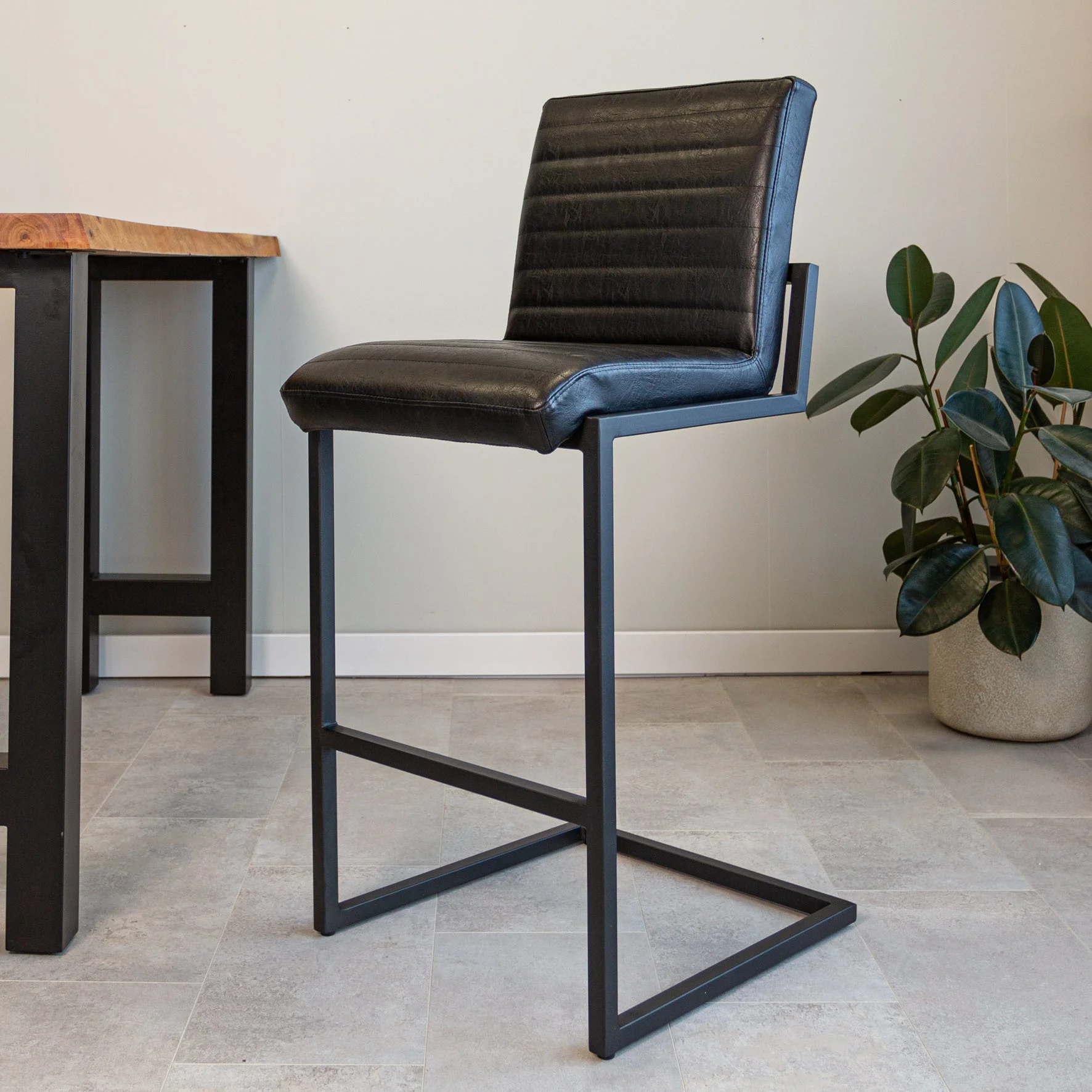 Industriehoch Barhocker Kuba Schwarz PU – 78 cm Sitzhöhe – ohne Armlehne
