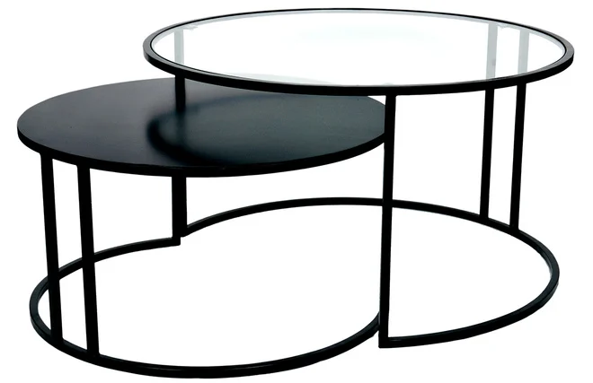 Verschachtelungstische aus Glas und Metall TAHL