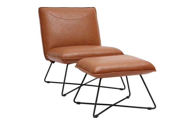 Vintage-Sessel Braun mit Fußstütze PHILO