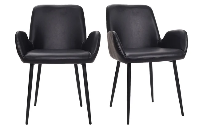 Vintage-Sessel mit schwarzen Metallbeinen (2er-Set) TIKA
