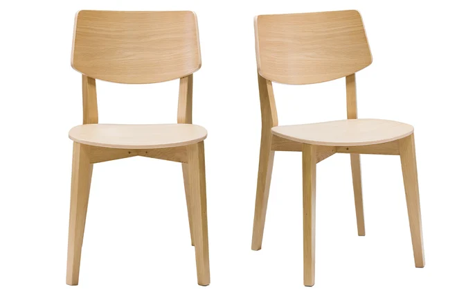 Vintage-Stühle aus hellem Holz (2er-Set) AVEA