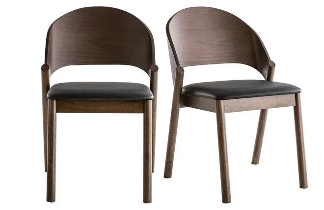 Vintage-Stühle aus Walnuss und in Schwarz (2er-Set) AVALON
