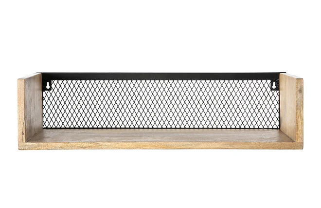Wandregal Industrie-Stil Mangoholz und Metall 60 cm RACK