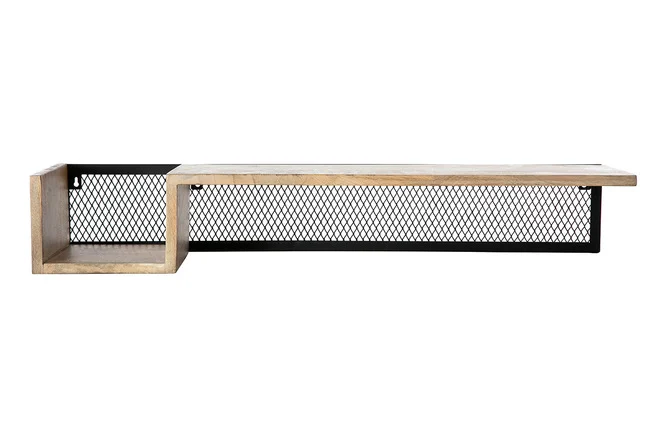 Wandregal Industrie-Stil Mangoholz und Metall 90 cm RACK