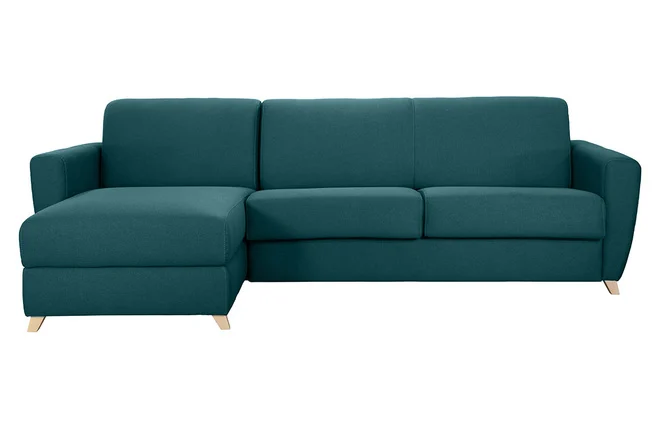 Wende- und konvertierbares Ecksofa mit Kommode in Entenblau GRAHAM